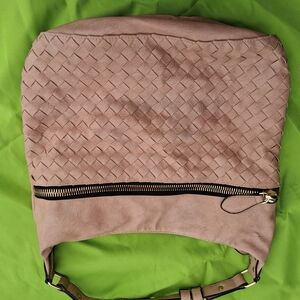 Madison West Woven Beige Shoulder Bag